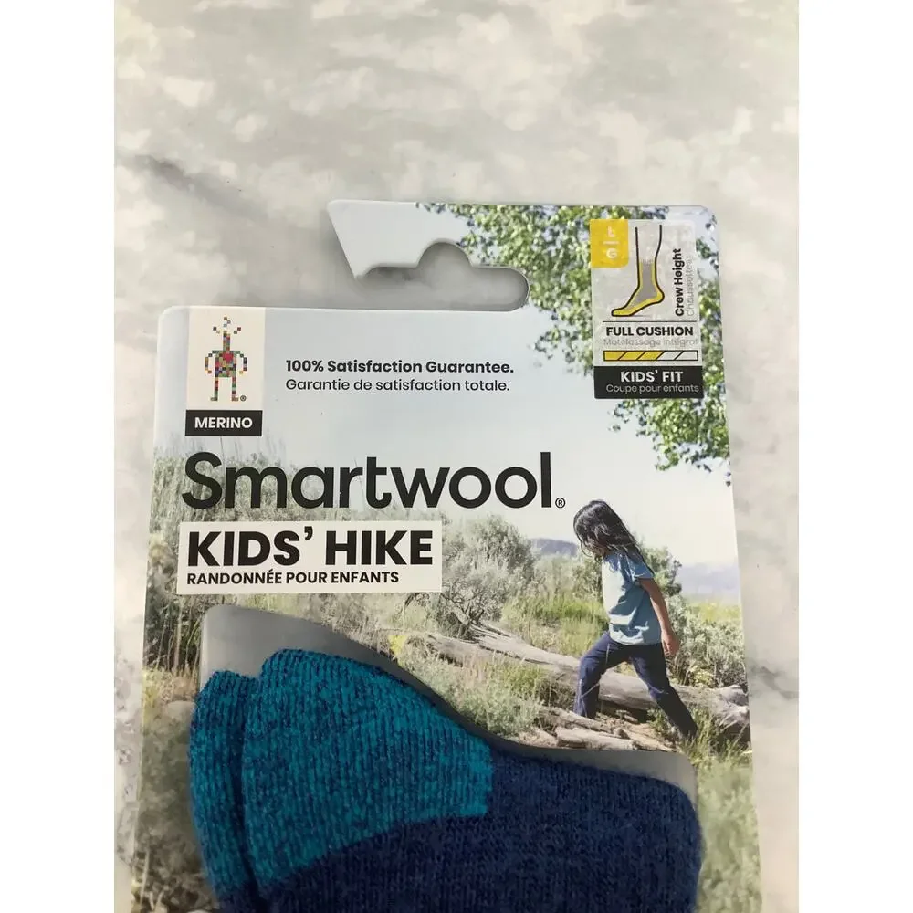 Smartwool Kids Large Alpine Blue Hike Full Cushion Outdoors Crew Socks L13-28